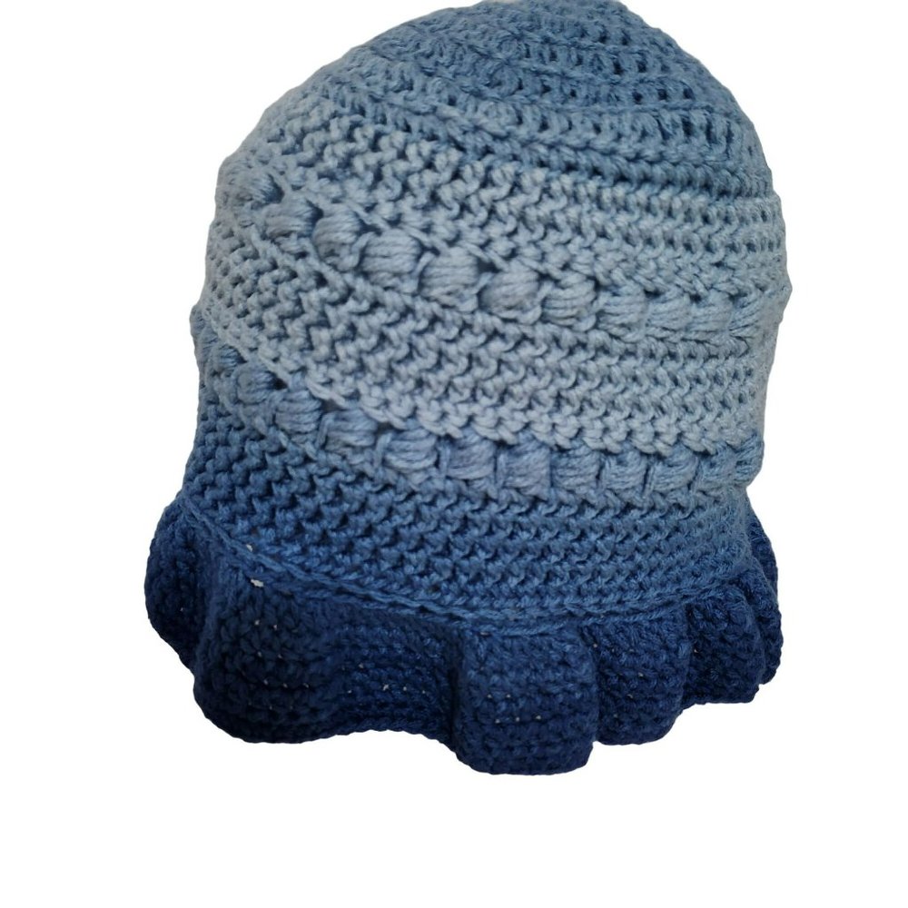 Bucket Hat blue handknit